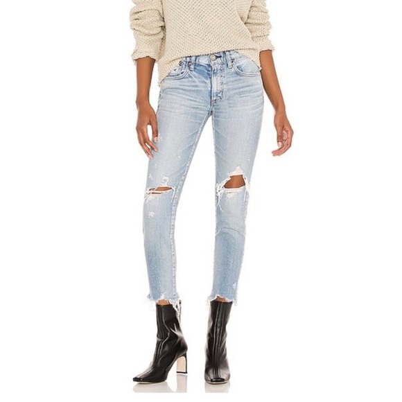 Moussy Vintage Altawoods Mid Rise Distressed Skinny Jeans in Light Blue Wash - Picture 6 of 16
